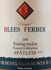 Blees Ferber 2006 Riesling Piesporter Goldtropfchen Spatlese